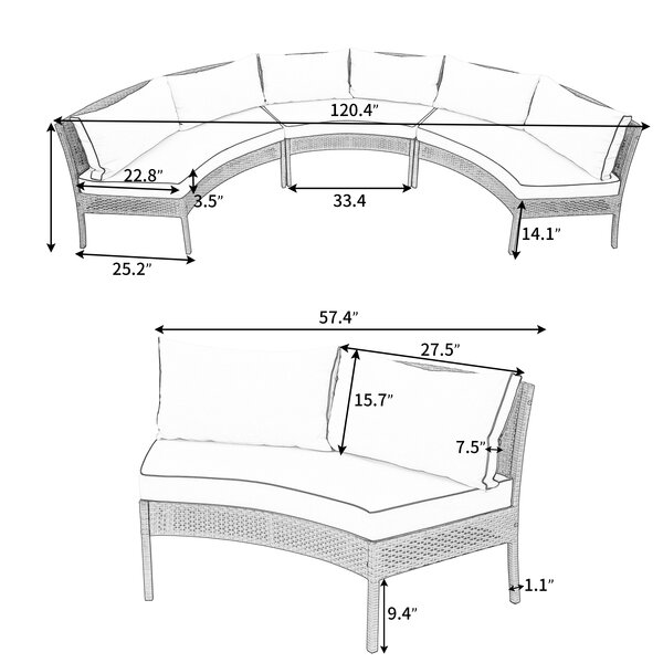 WHAN Wicker/Rattan 6 - Person Seating Group with Cushions | Wayfair.ca